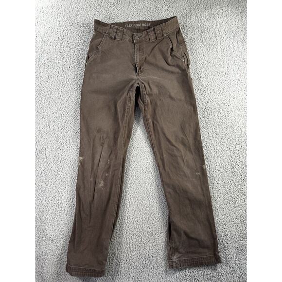 Duluth Trading‎ Carpenter Pants Men 32 Brown Work Wear Grunge Paint - Picture 1 of 12